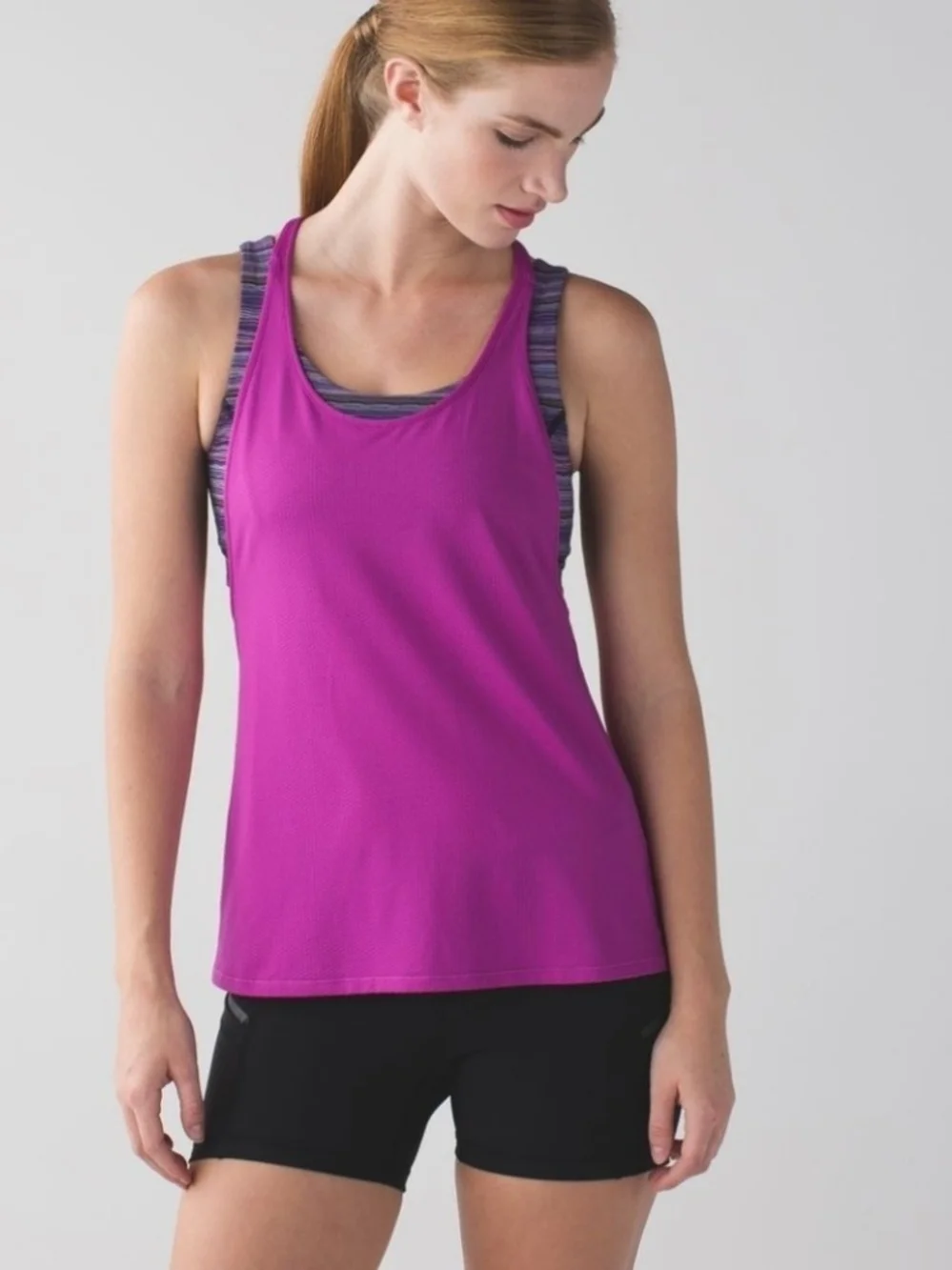 Lululemon Sport Support Tank Ultra Violet Space Dye Twist Multi Bra Combo Sz 6